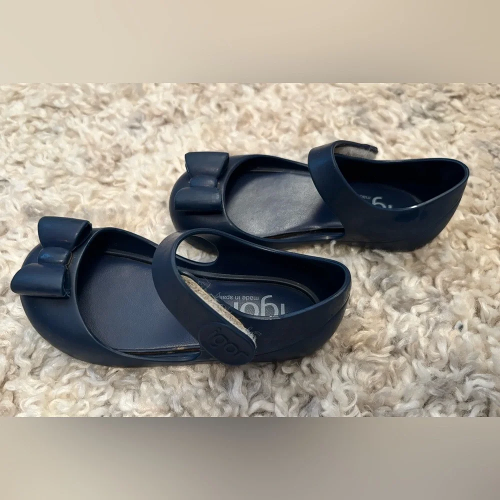 Igor Navy Blue Girls Bow Strap Dress Shoes